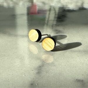 Round Wooden Stud Hypoallergenic Earrings